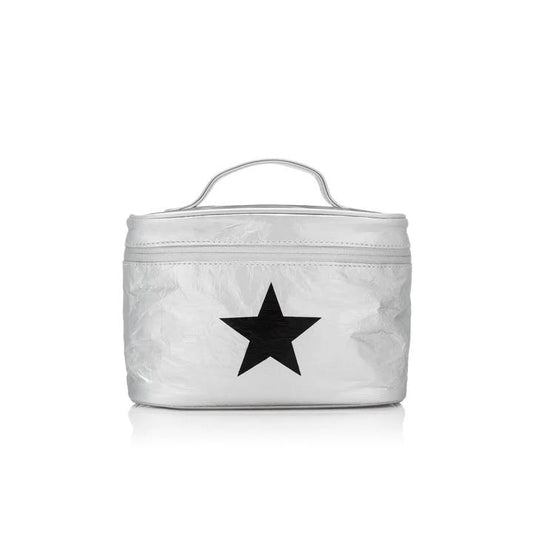 Cosmetic Case or Lunch Box in Silver with Black Star