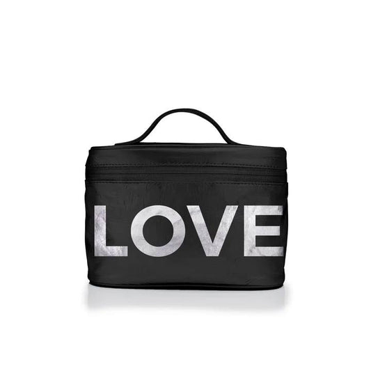 Cosmetic Case or Lunch Box in Black with Silver "LOVE"